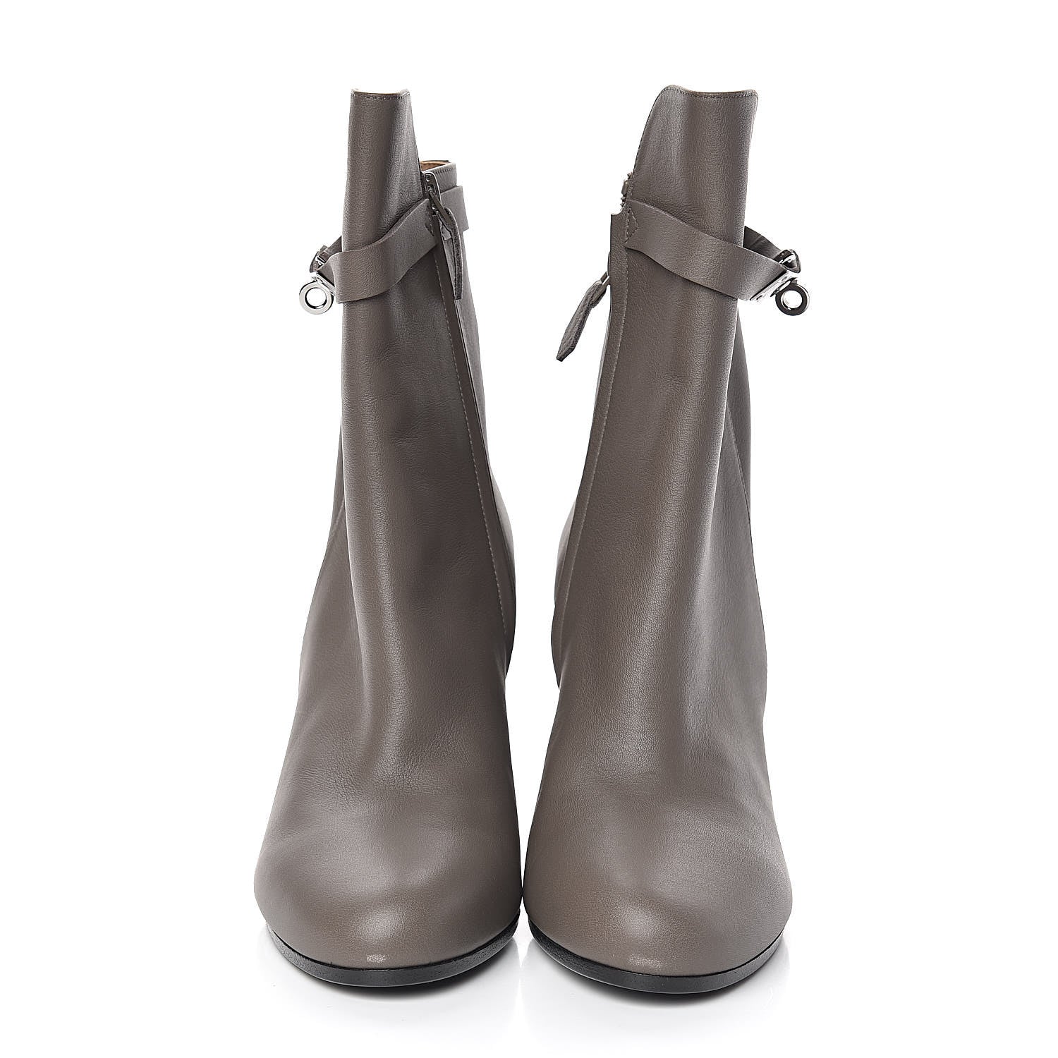 Hermes Calfskin Joueuse Ankle Boots 38.5 Etain 2 of 9