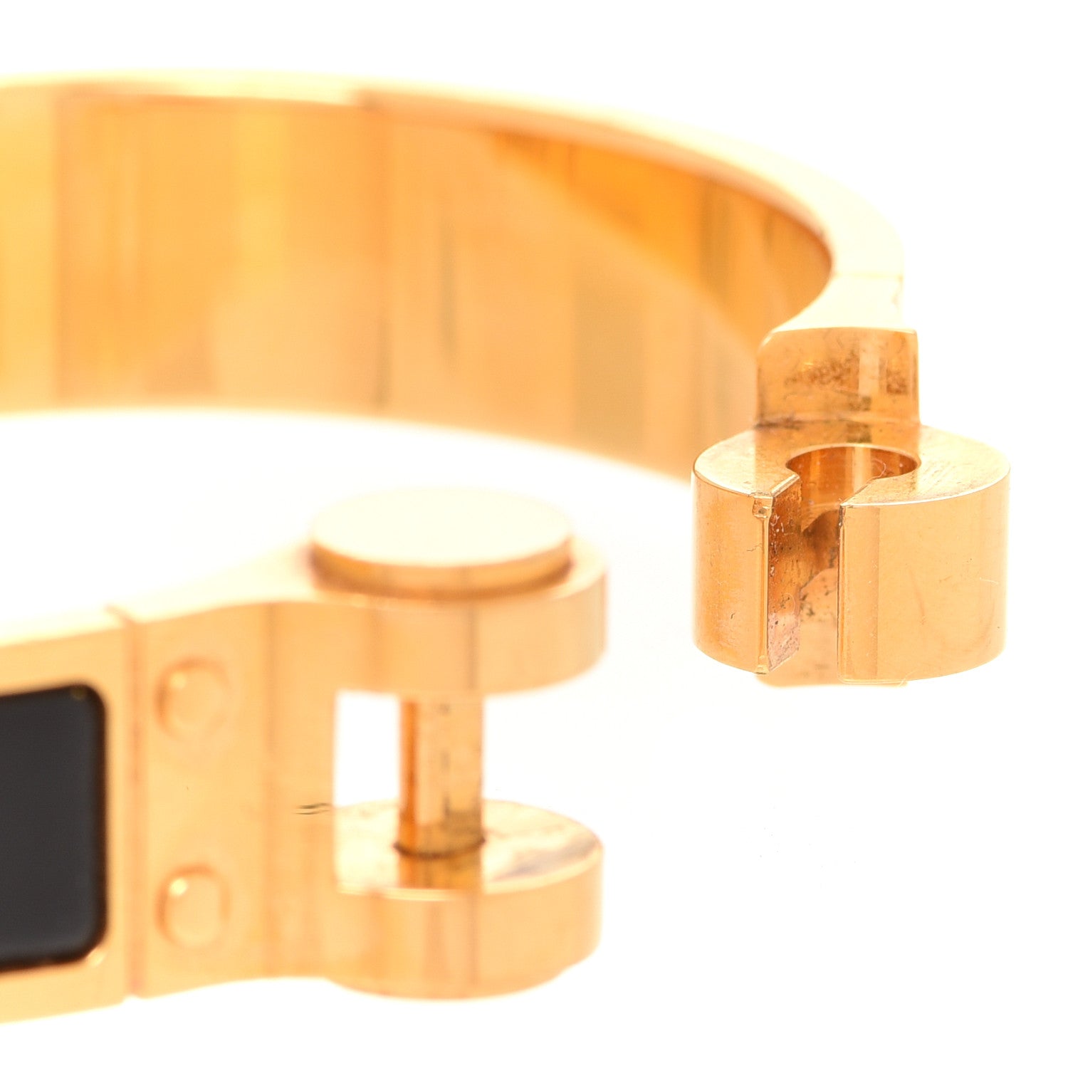 Hermes Enamel Charniere Uni Narrow Hinged Bracelet Black 5 of 7