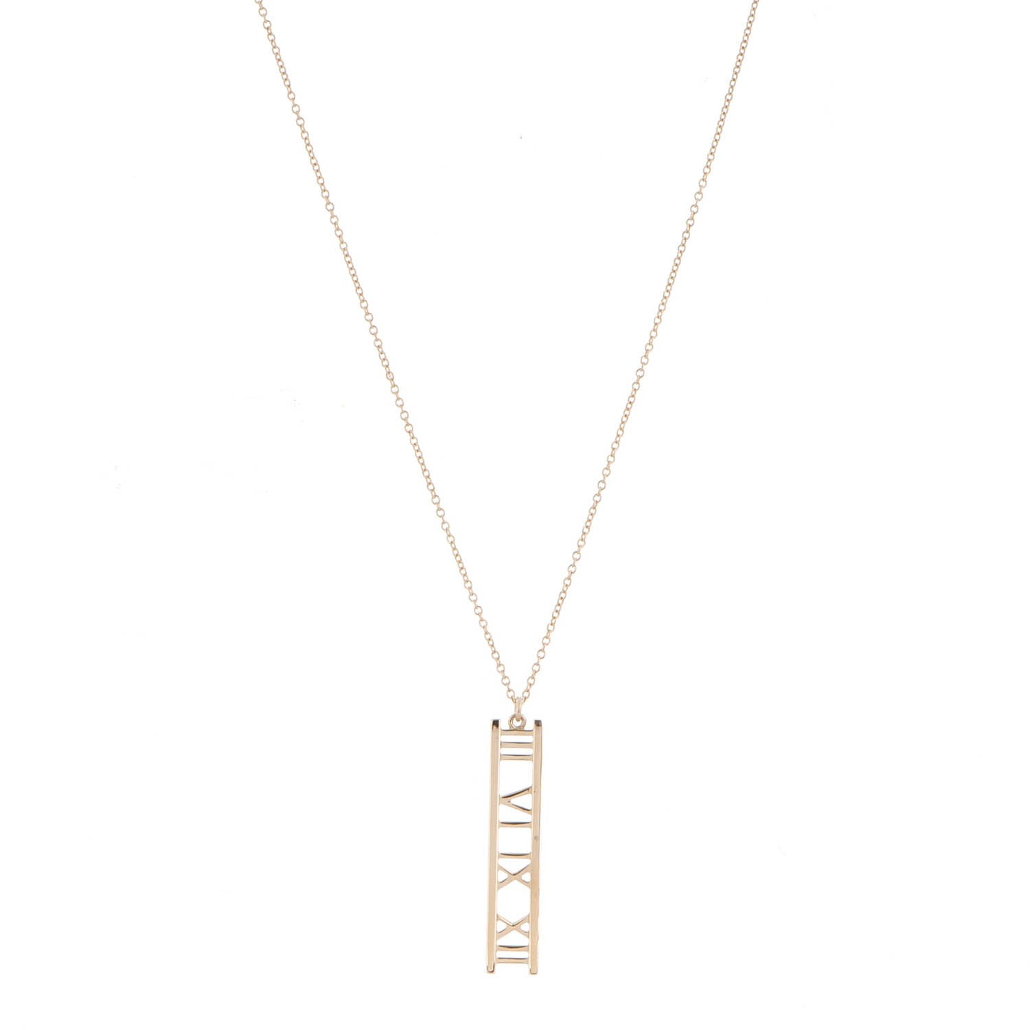 Tiffany 18K Yellow Gold Atlas Bar Pendant Necklace 1 of 5
