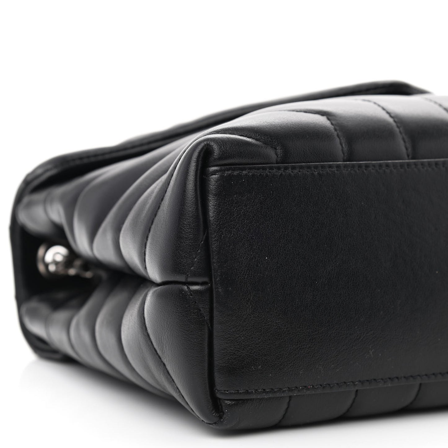 Calfskin Y Quilted Monogram Small Loulou Chain Satchel Black