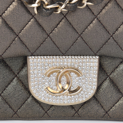 Chanel Iridescent Calfskin Quilted Crystal Mini Rectangular Flap Black Gold 8 of 11