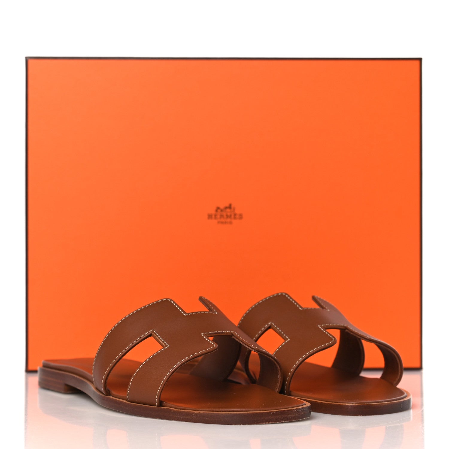 Hermes Box Calfskin Oran Sandals 36 Gold 9 of 9