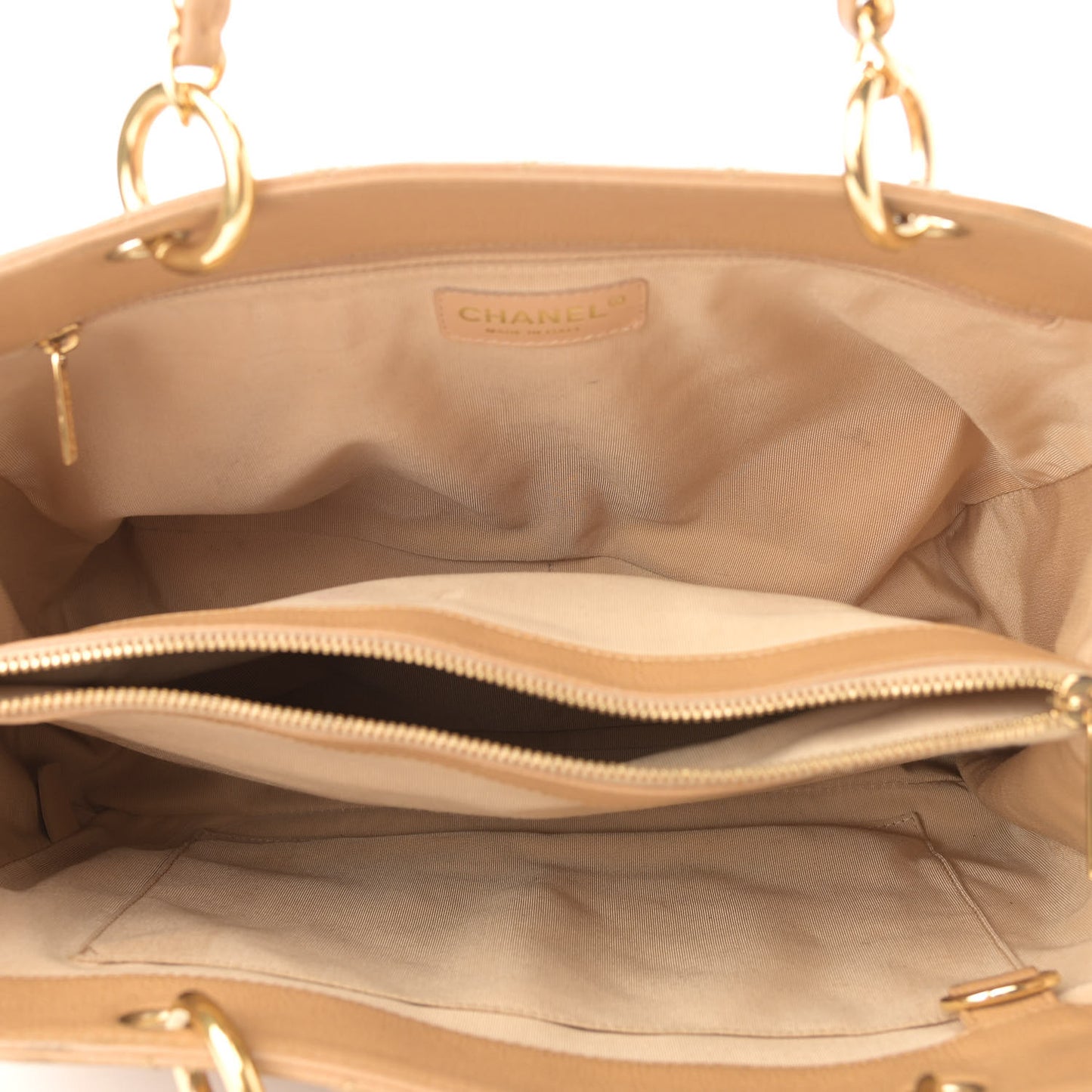 Caviar Quilted Grand Shopping Tote GST Beige