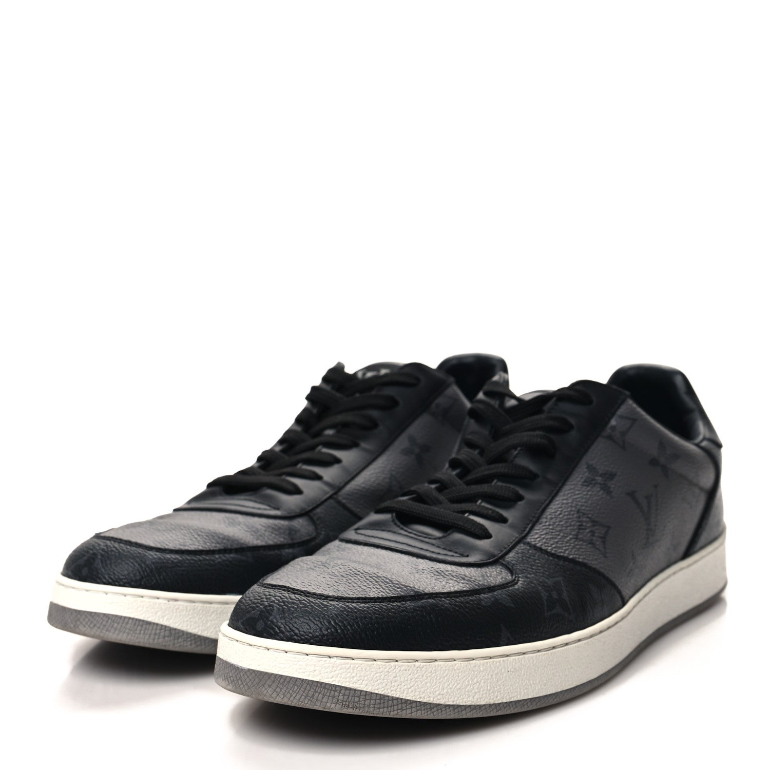 Louis Vuitton Reverse Monogram Eclipse Mens Rivoli Sneakers 10 Black 3 of 9