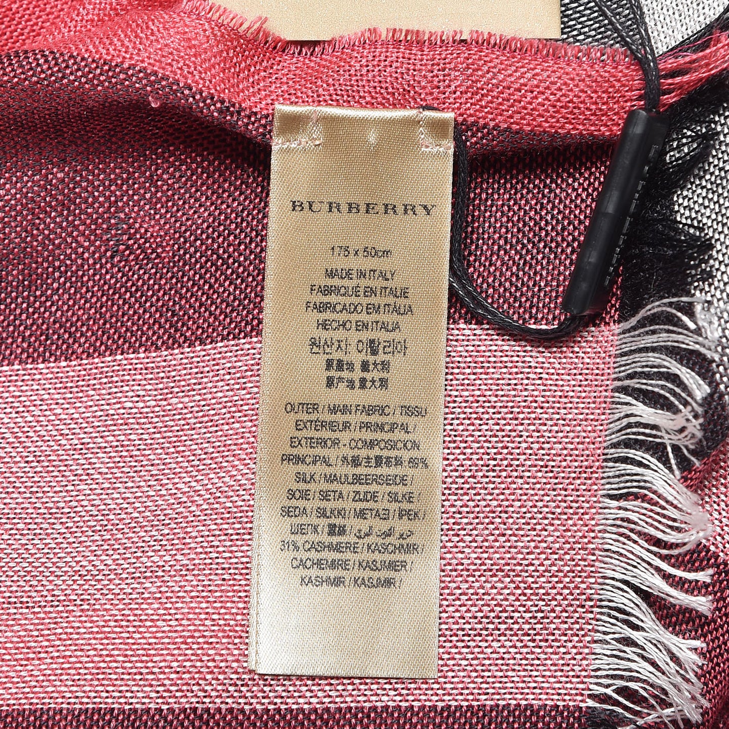 Silk Cashmere Giant Check Scarf Bright Rose