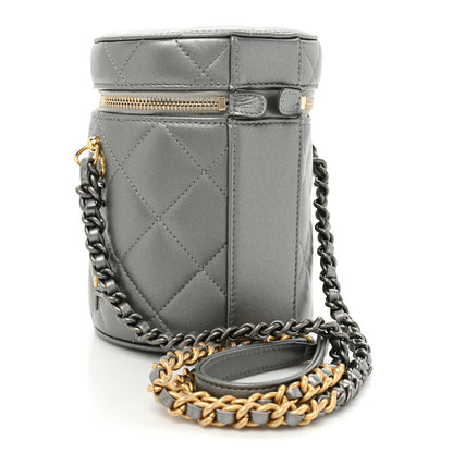 Chanel Metallic Lambskin Quilted Side Note Vanity Grey 3 of 11