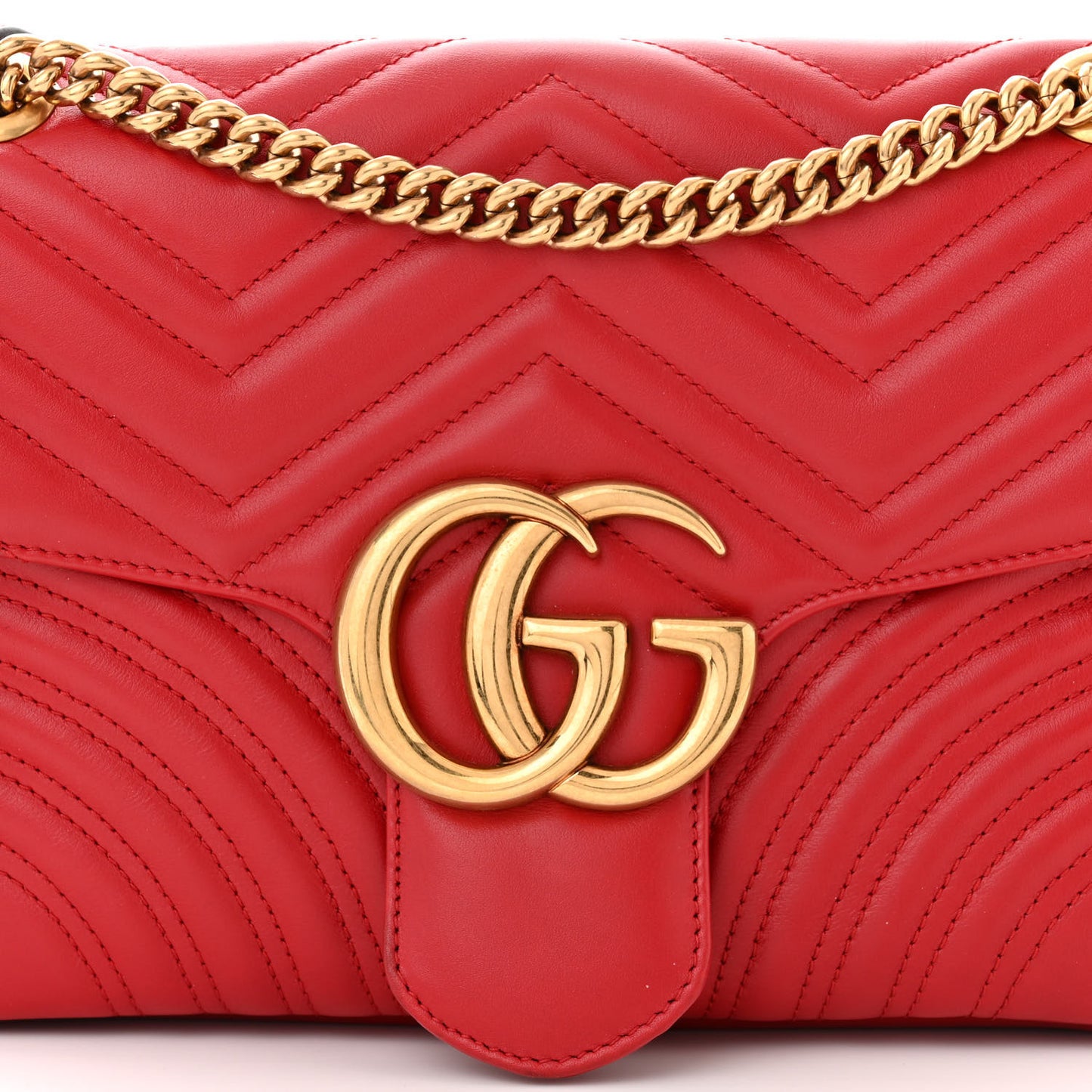 Calfskin Matelasse Medium GG Marmont Shoulder Bag Hibiscus Red