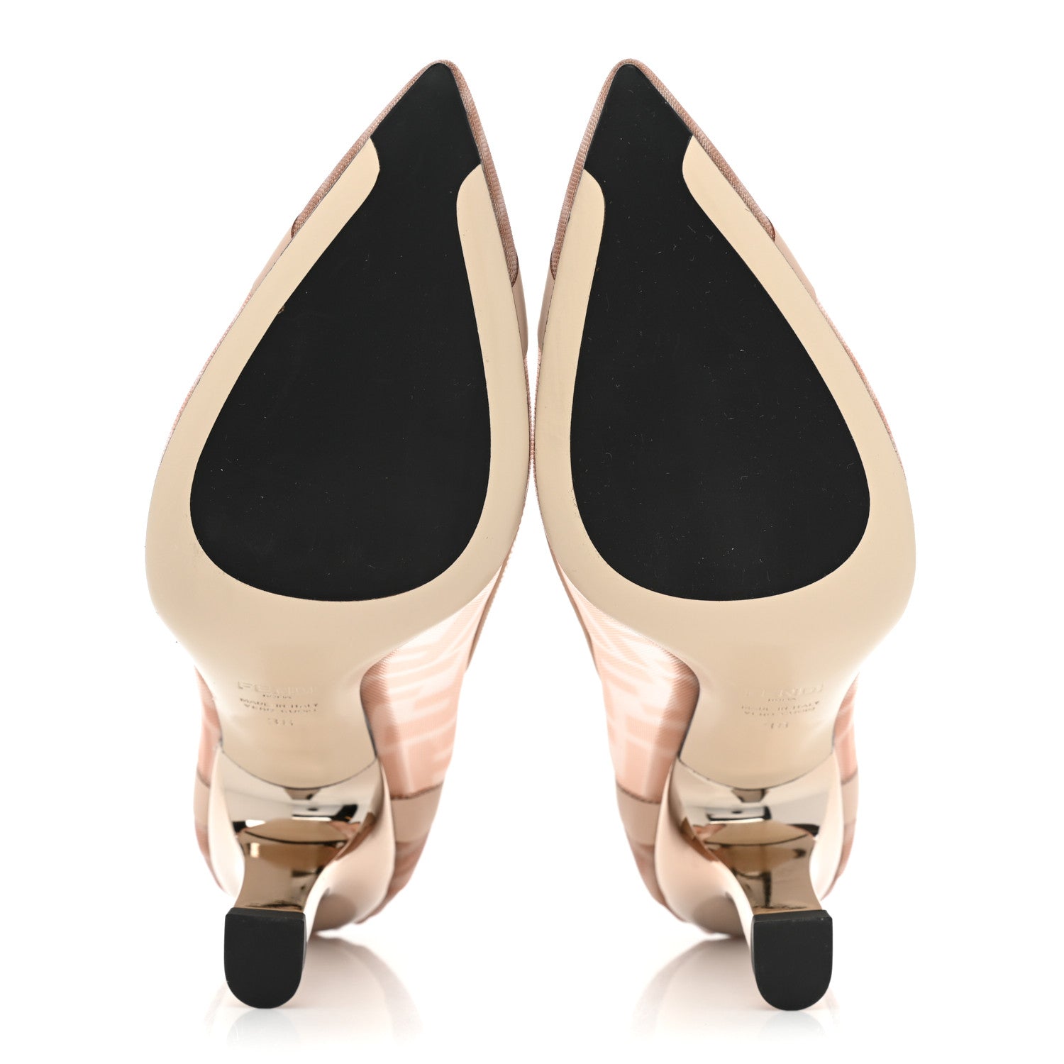 Fendi Technical Mesh Vitello Gommato FF Colibri 85mm Pumps 38 Rose Nudo 5 of 11
