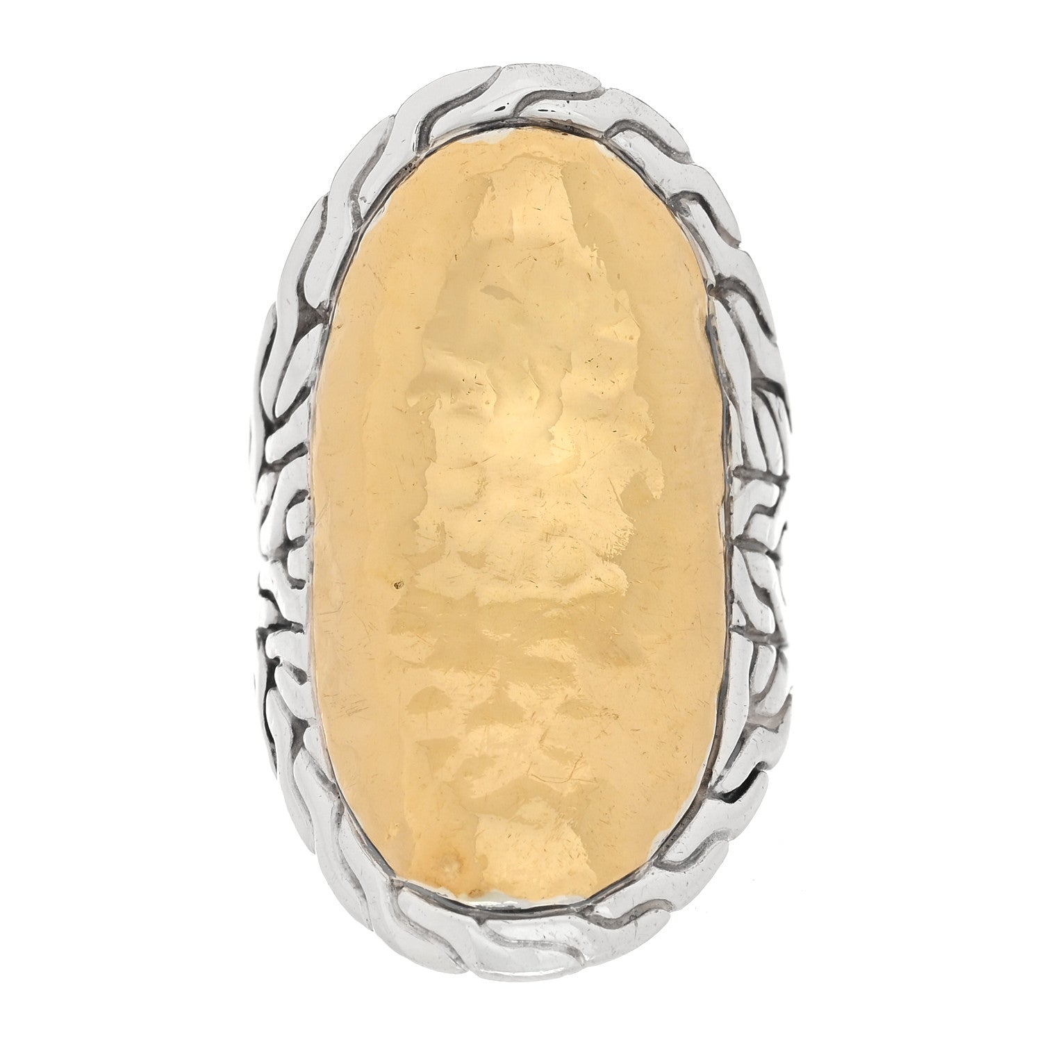 John Hardy Sterling Silver 22K Yellow Gold Palu Hammered Saddle Ring 51 5.75 1 of 4