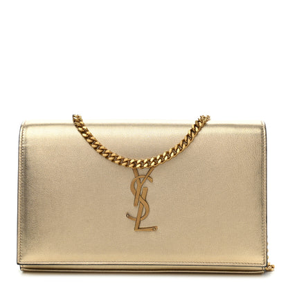 Saint Laurent Metallic Calfskin Medium Classic Monogram Kate Satchel Gold 1 of 11