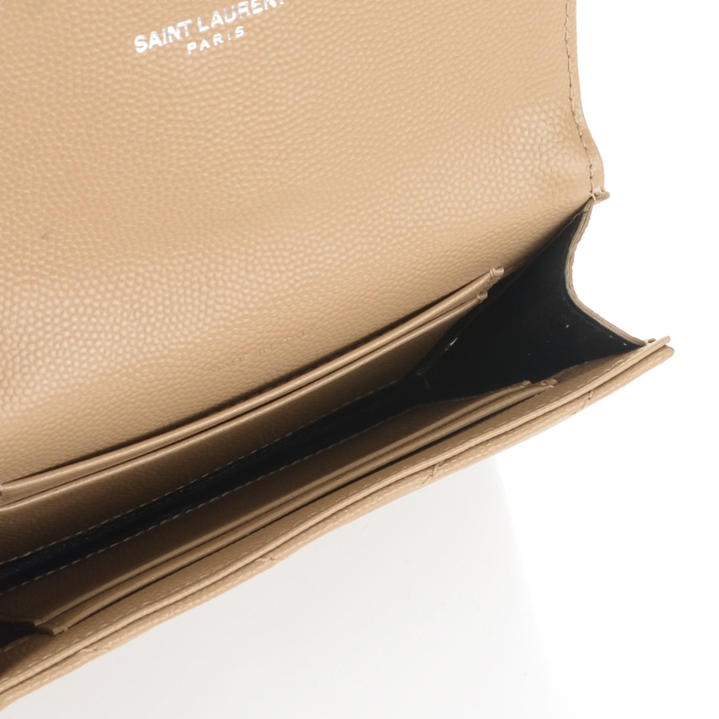 Grain De Poudre Matelasse Chevron Small Monogram Envelope Wallet Dark Beige