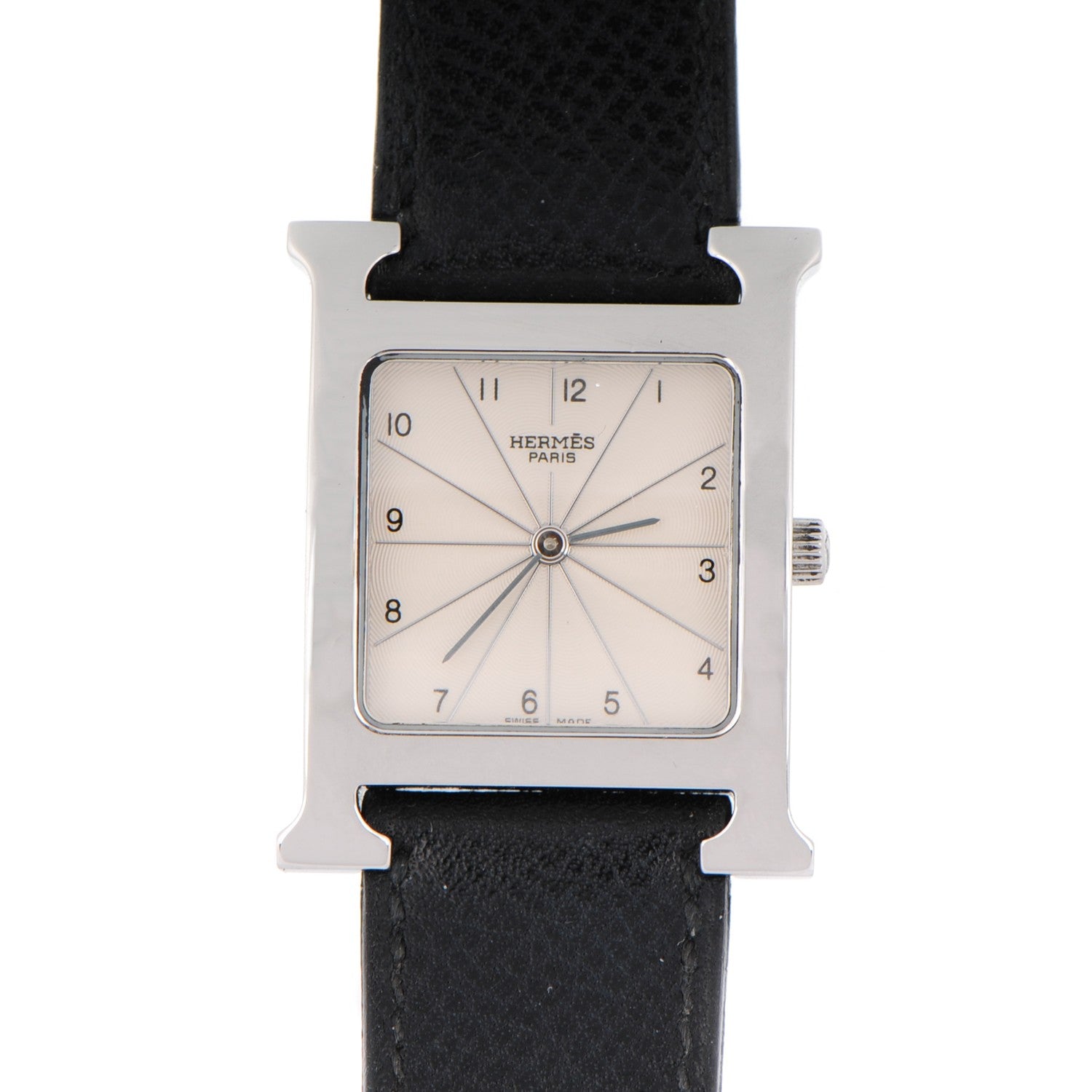 Hermes Stainless Steel Courchevel 26mm Heure H Hour Quartz Watch Noir 1 of 9