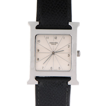 Hermes Stainless Steel Courchevel 26mm Heure H Hour Quartz Watch Noir 1 of 9