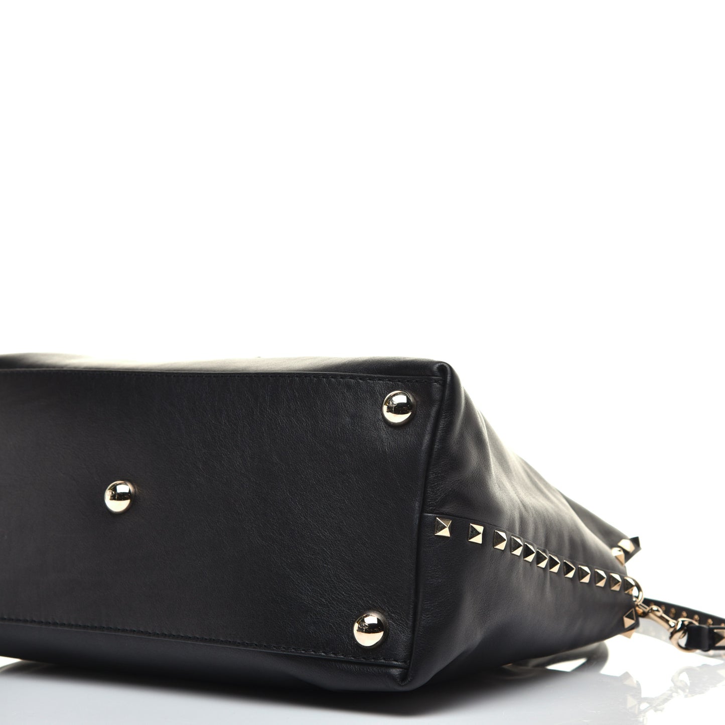Vitello Rockstud Dome Satchel Black