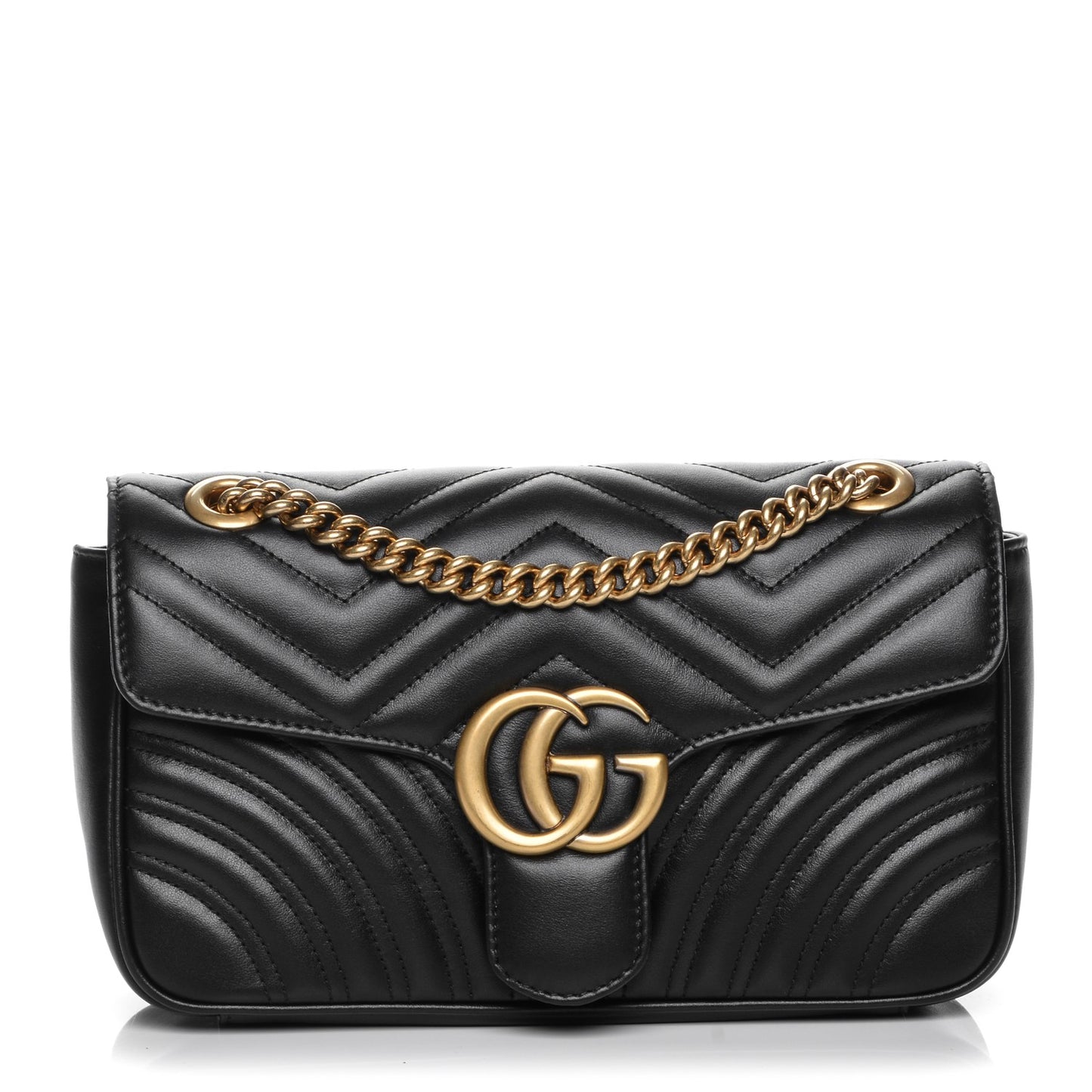 Calfskin Matelasse Small GG Marmont Shoulder Bag Black