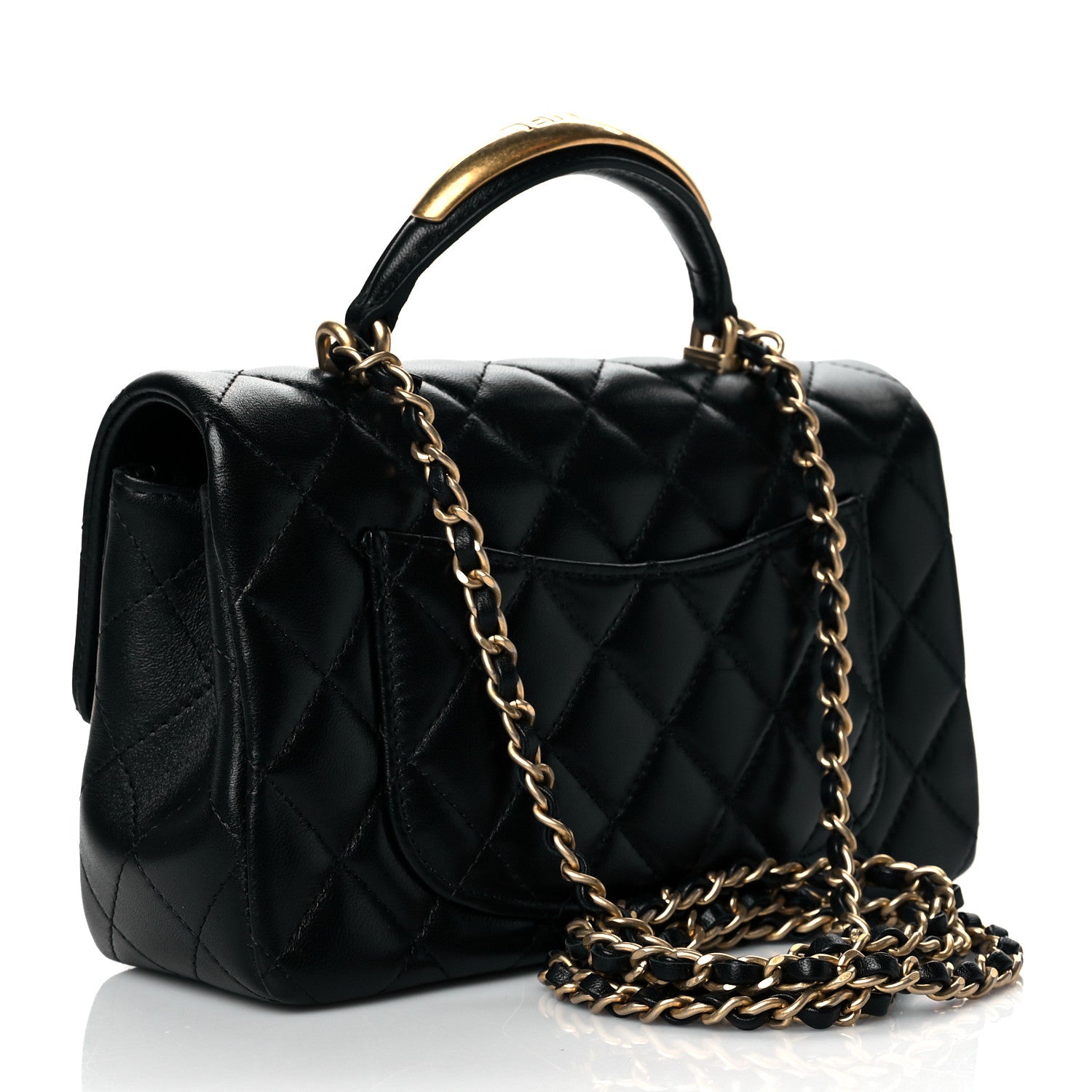 Chanel Lambskin Quilted Metal Mini Top Handle Rectangular Flap Black 3 of 11