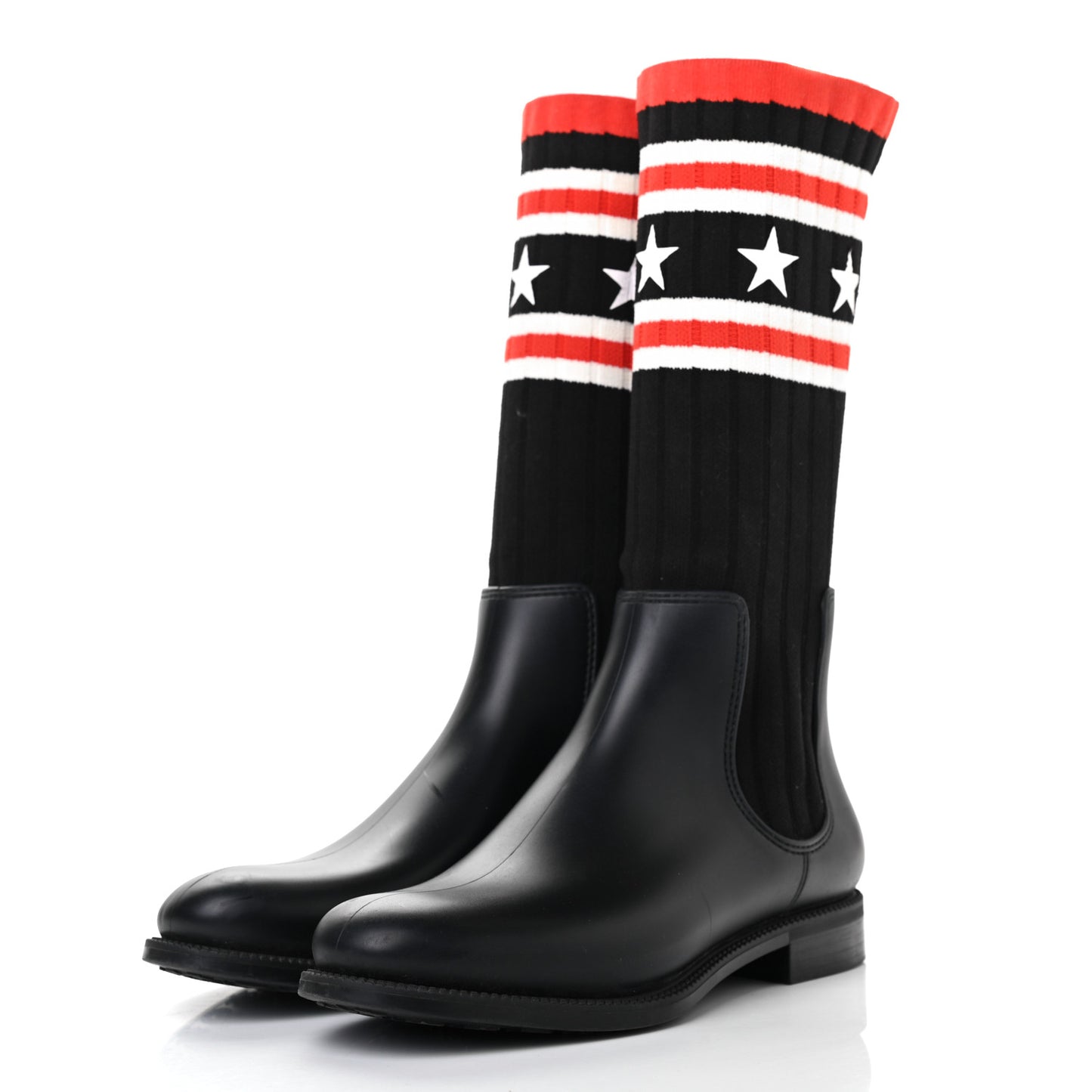 Knit Rubber Storm Boots 37 Black