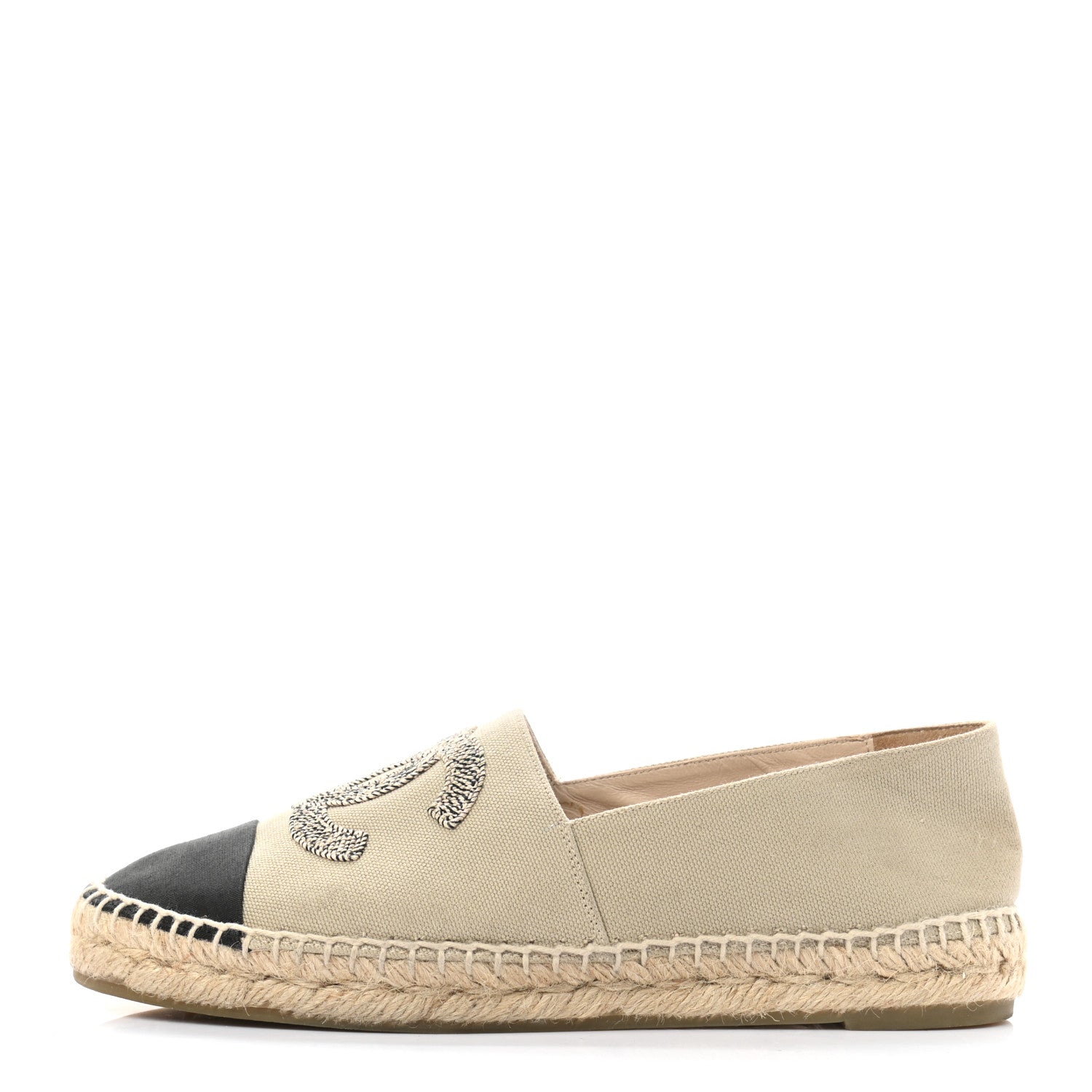 Chanel Canvas Grosgrain CC Espadrilles 38 Light Green Black 1 of 11