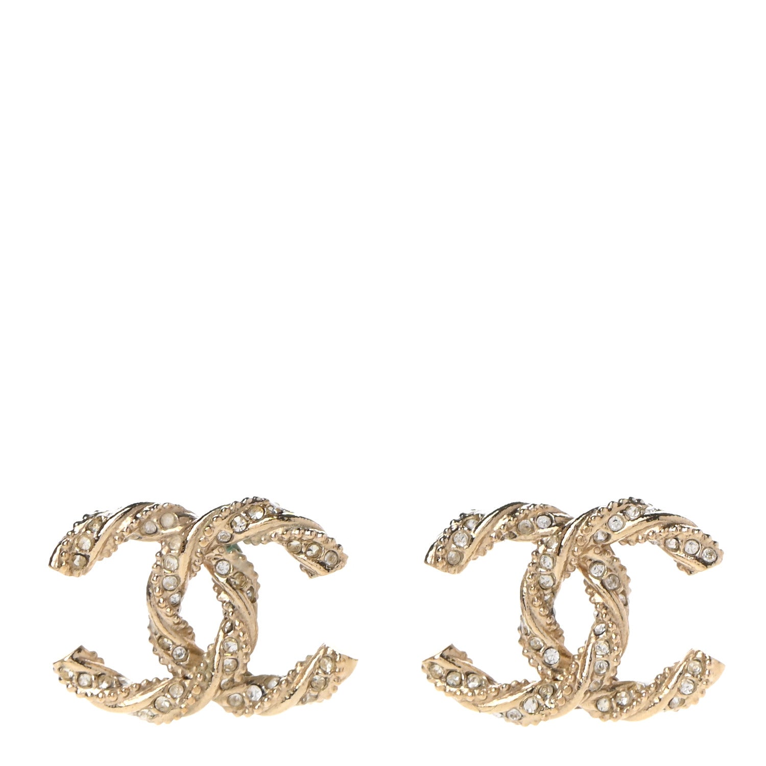Chanel Crystal Twisted CC Earrings Gold 1 of 6