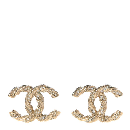 Chanel Crystal Twisted CC Earrings Gold 1 of 6