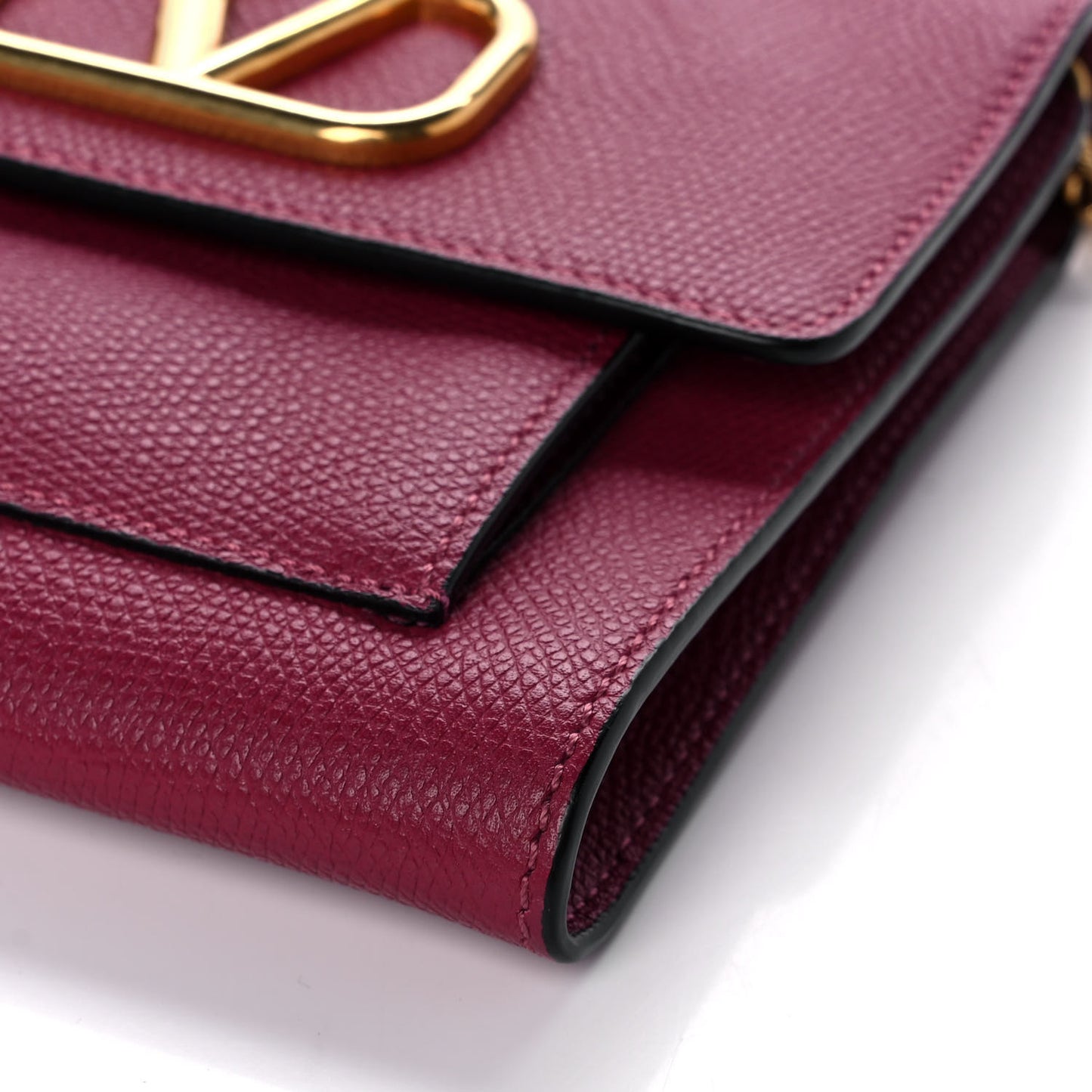 Grainy Calfskin VLogo Crossbody Bag Raspberry