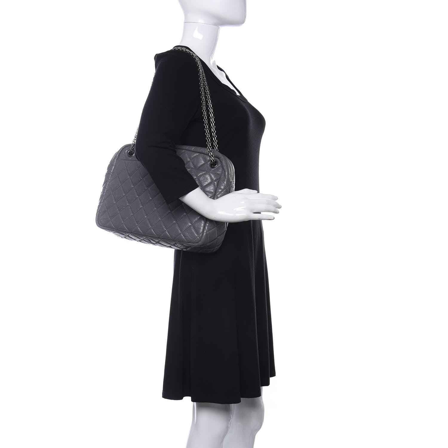 Chanel Aged Calfskin Quilted Large Reissue Camera Case Grey 2 of 11