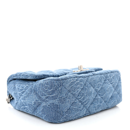 Chanel Denim Quilted Camellia Sweetheart Mini Flap Blue 4 of 11