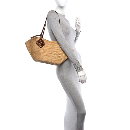 Loewe Calfskin Raffia Paulas Ibiza Small Shell Basket Tote Bag Natural Tan 3 of 10
