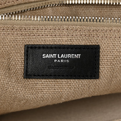 Saint Laurent Linen Calfskin Small Rive Gauche Tote Greggio Natural 6 of 14