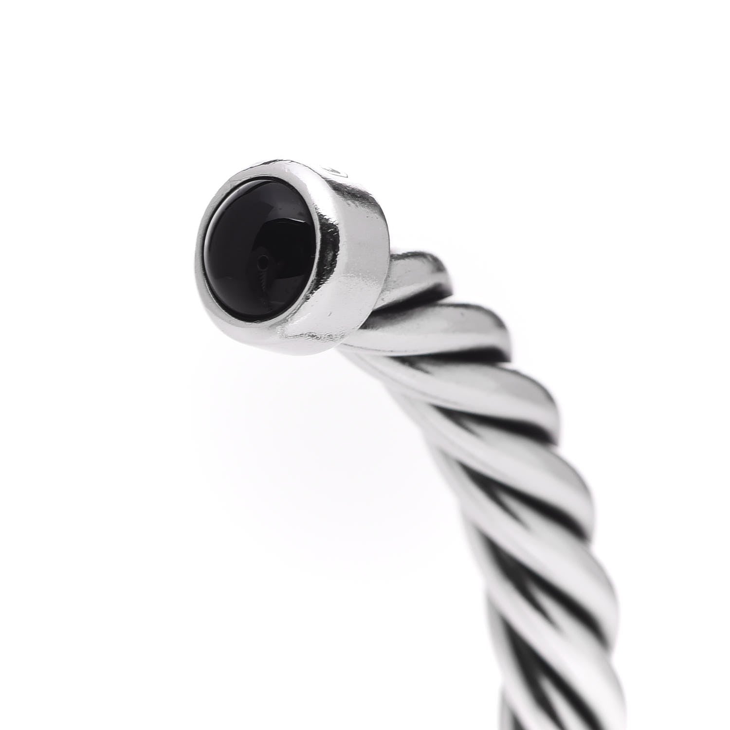 David Yurman Sterling Silver Onyx 6mm Cable Classic Cuff Bracelet 4 of 4