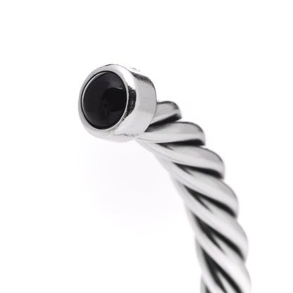 David Yurman Sterling Silver Onyx 6mm Cable Classic Cuff Bracelet 4 of 4