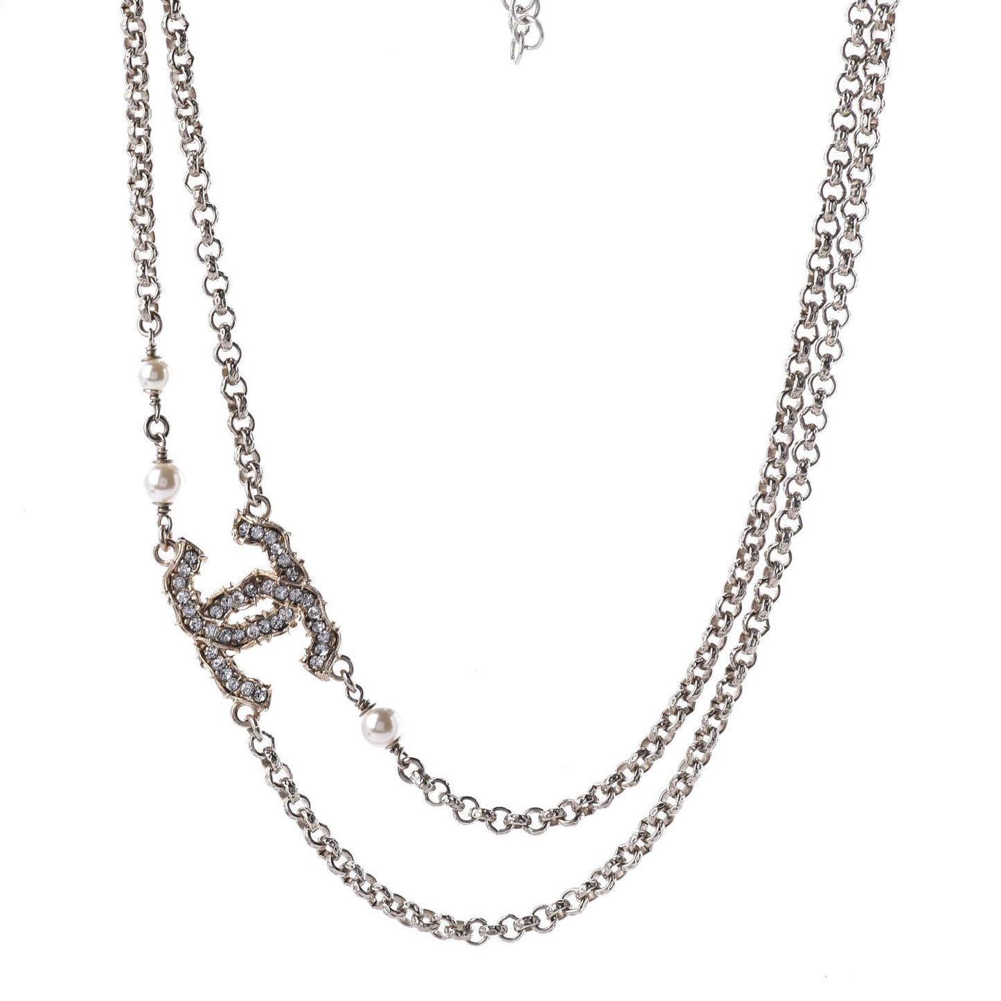 Pearl Crystal CC Camellia Express Necklace Gold