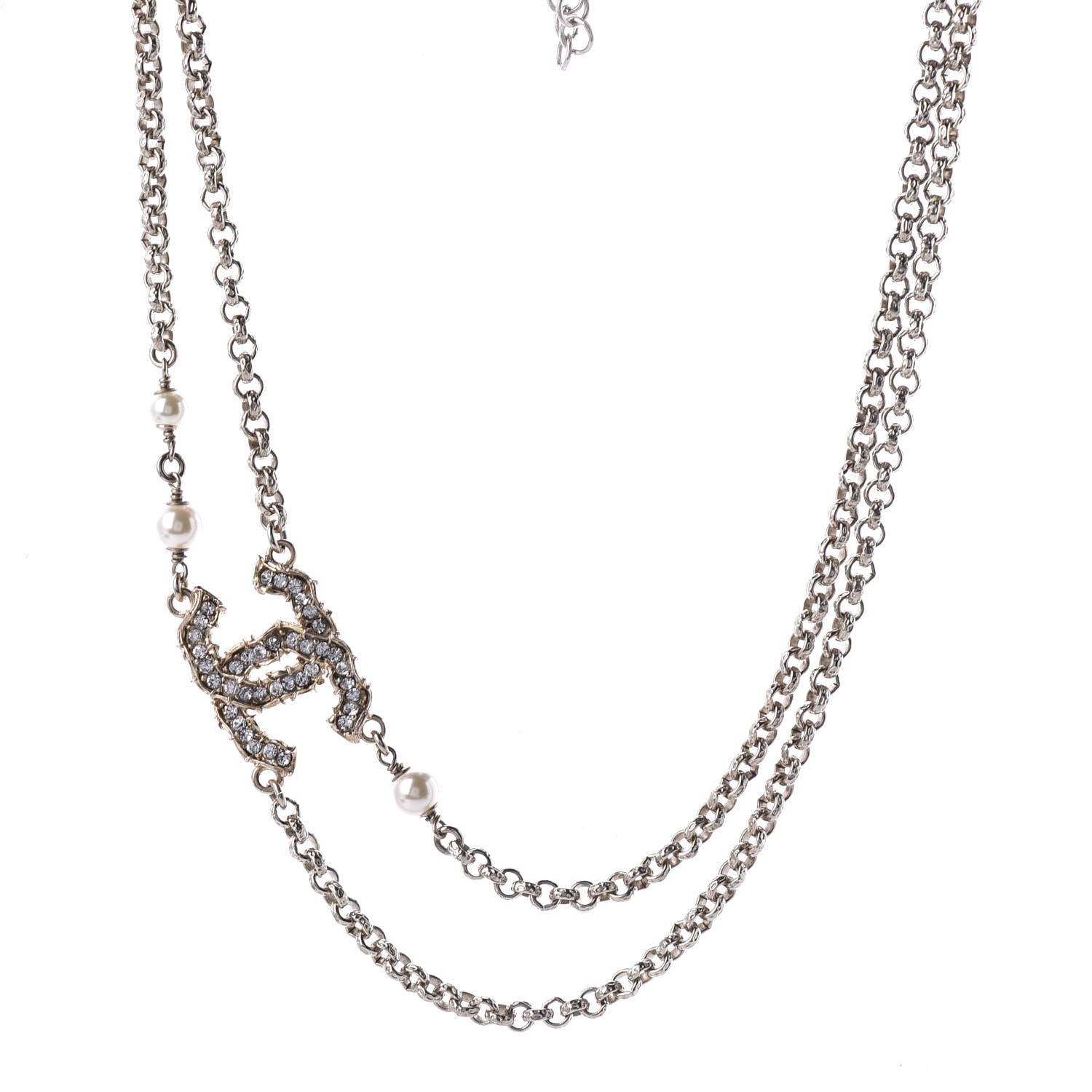Chanel Pearl Crystal CC Camellia Express Necklace Gold 3 of 6