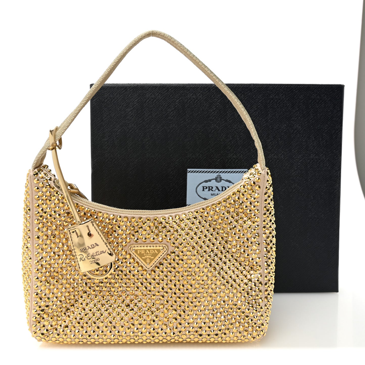 Satin Crystal Mini Re-Edition 2000 Bag Platino