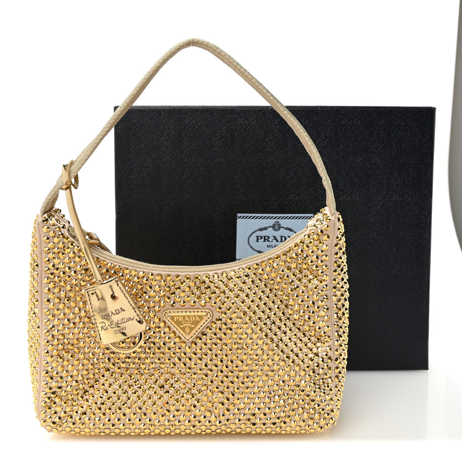 Prada Satin Crystal Mini Re-Edition 2000 Bag Platino 11 of 11