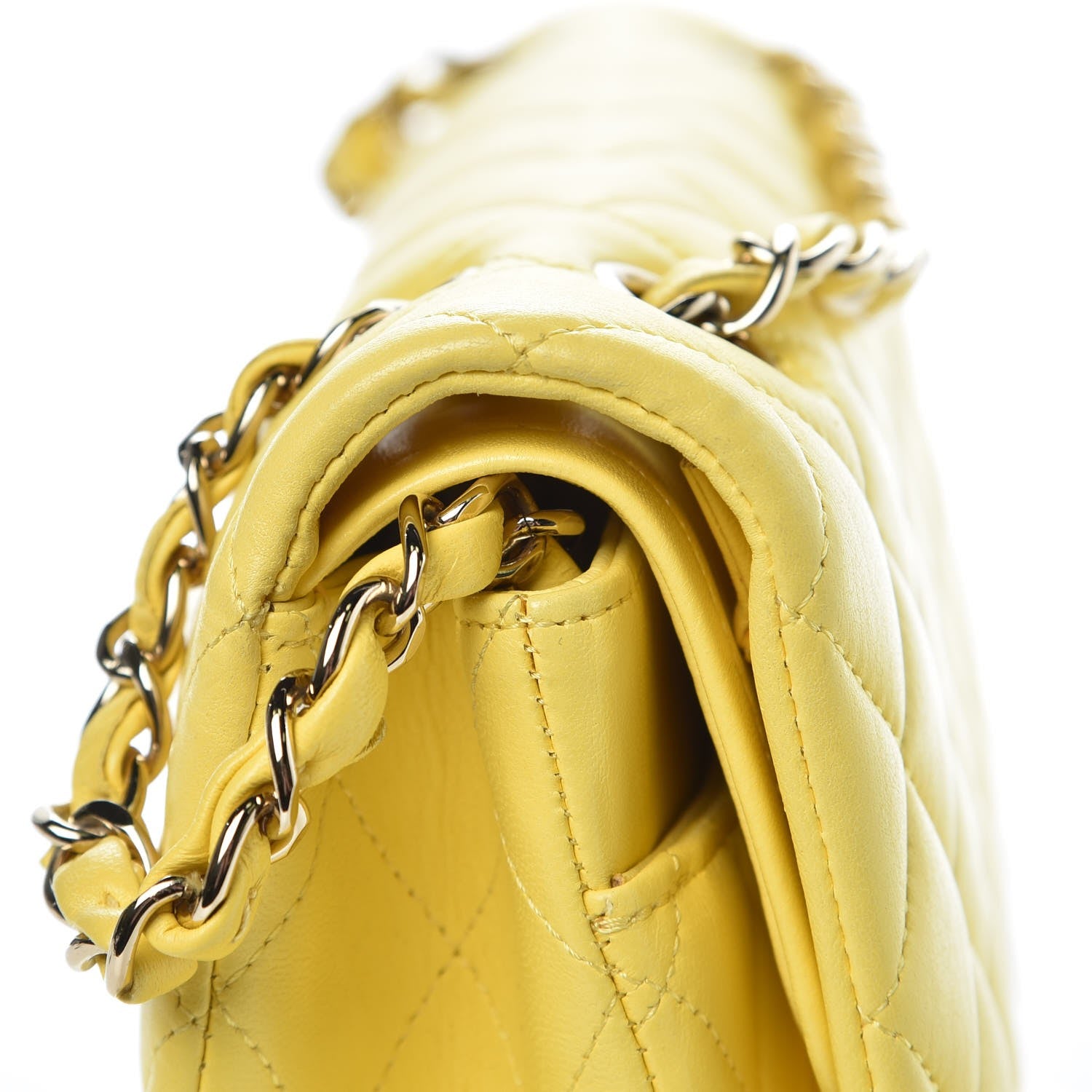 Chanel Lambskin Quilted Medium Double Flap Yellow 13 of 17