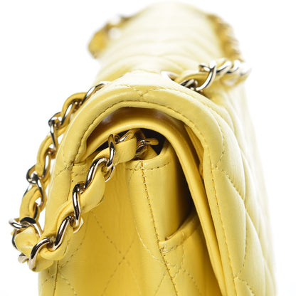 Chanel Lambskin Quilted Medium Double Flap Yellow 13 of 17