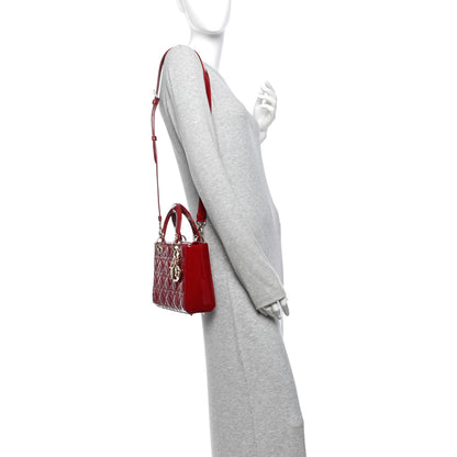 Christian Dior Patent Cannage Small Lady Dior Cherry Red 2 of 10