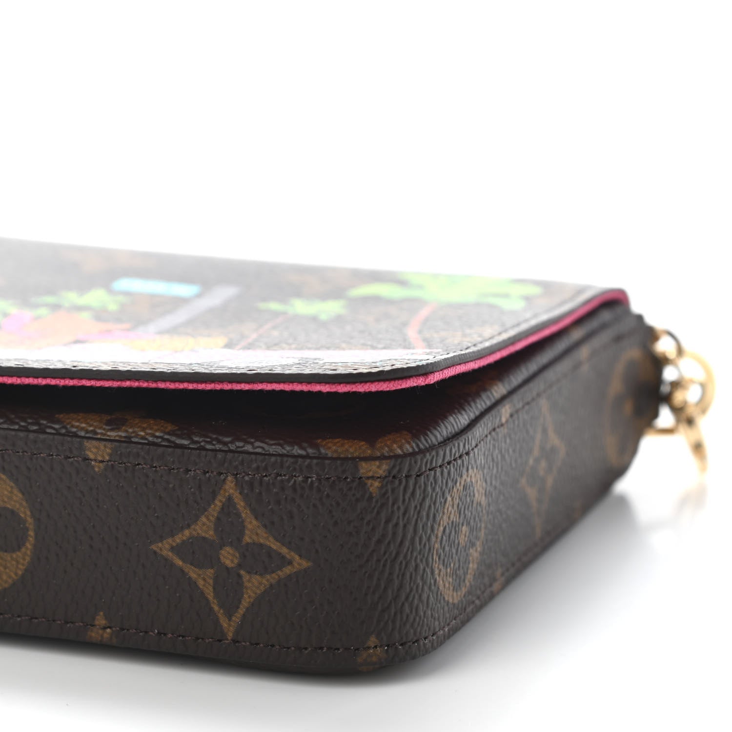 Louis Vuitton Monogram 2021 Christmas Animation Hollywood Pochette Felicie Chain Wallet Fuchsia 9 of 9