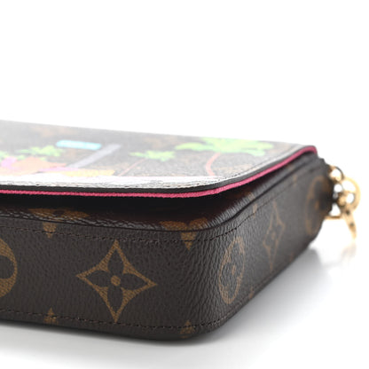Louis Vuitton Monogram 2021 Christmas Animation Hollywood Pochette Felicie Chain Wallet Fuchsia 9 of 9
