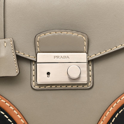 Prada Vitello Tri-Color Medium Sound Top Handle Satchel Grigio Black 7 of 18