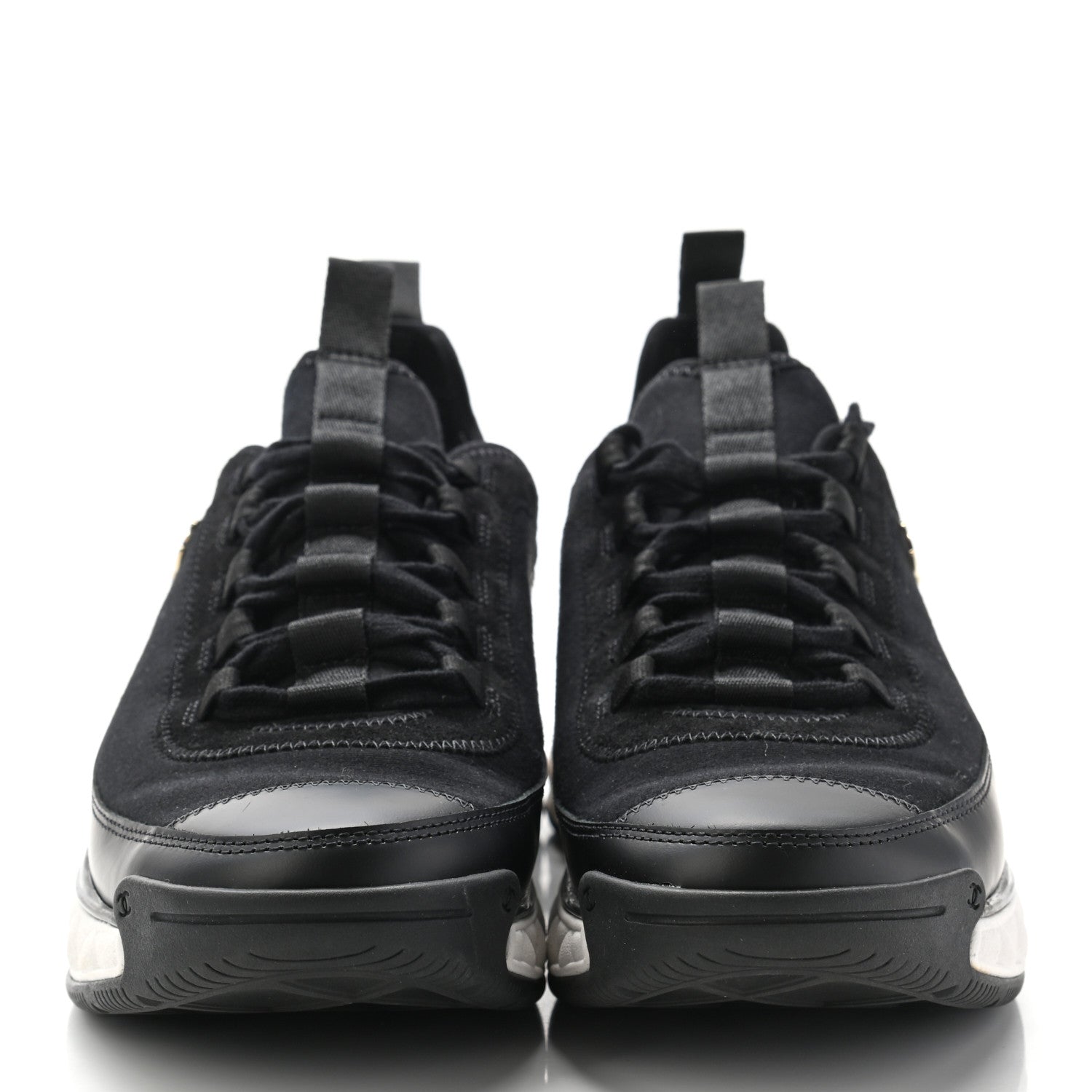 Chanel Velvet Calfskin Mixed Fibers CC Sneakers 39 Black 2 of 9
