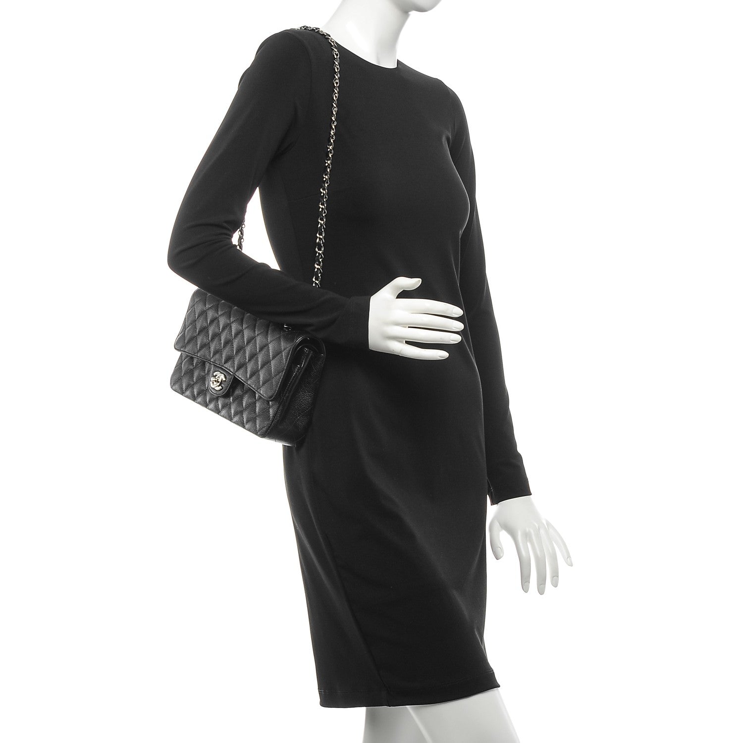Chanel Caviar Quilted Medium Double Flap Black 2 of 8