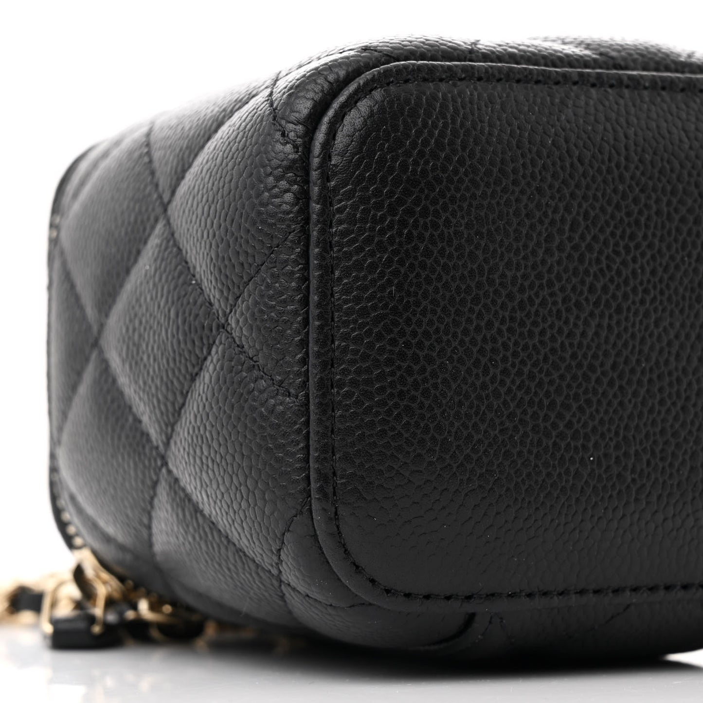 Caviar Quilted Mini Vanity Case With Chain Black
