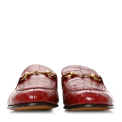 Gucci Alligator Mens Jordaan Loafers 10 Cherry Red 2 of 9