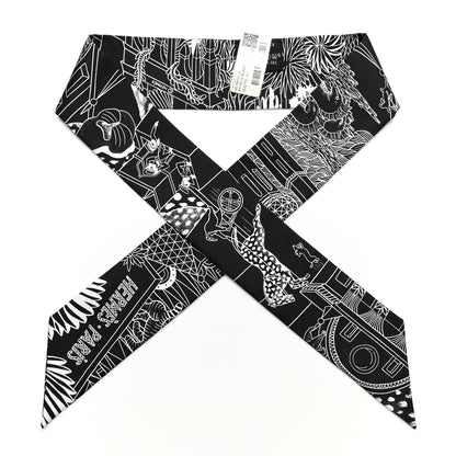 Hermes Silk Animapolis Twilly Black White 1 of 4