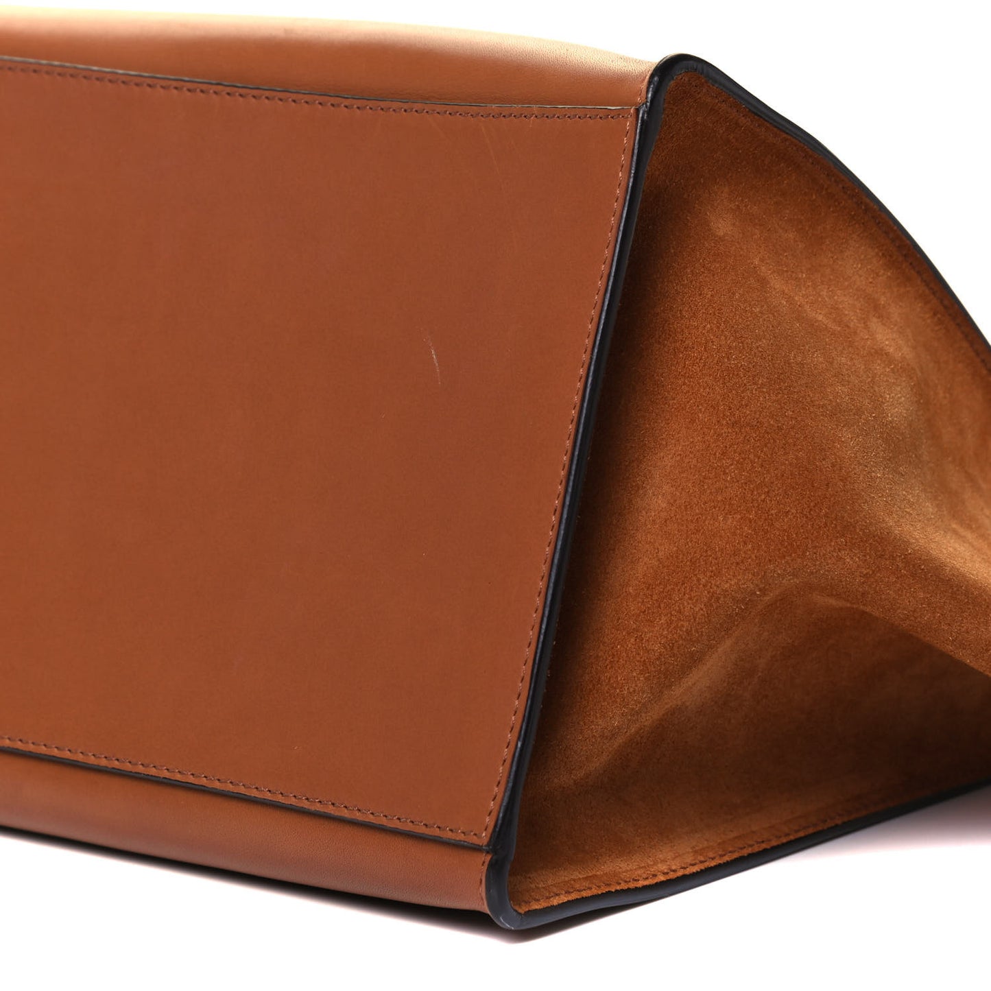 Smooth Calfskin Suede Medium Trapeze Tan