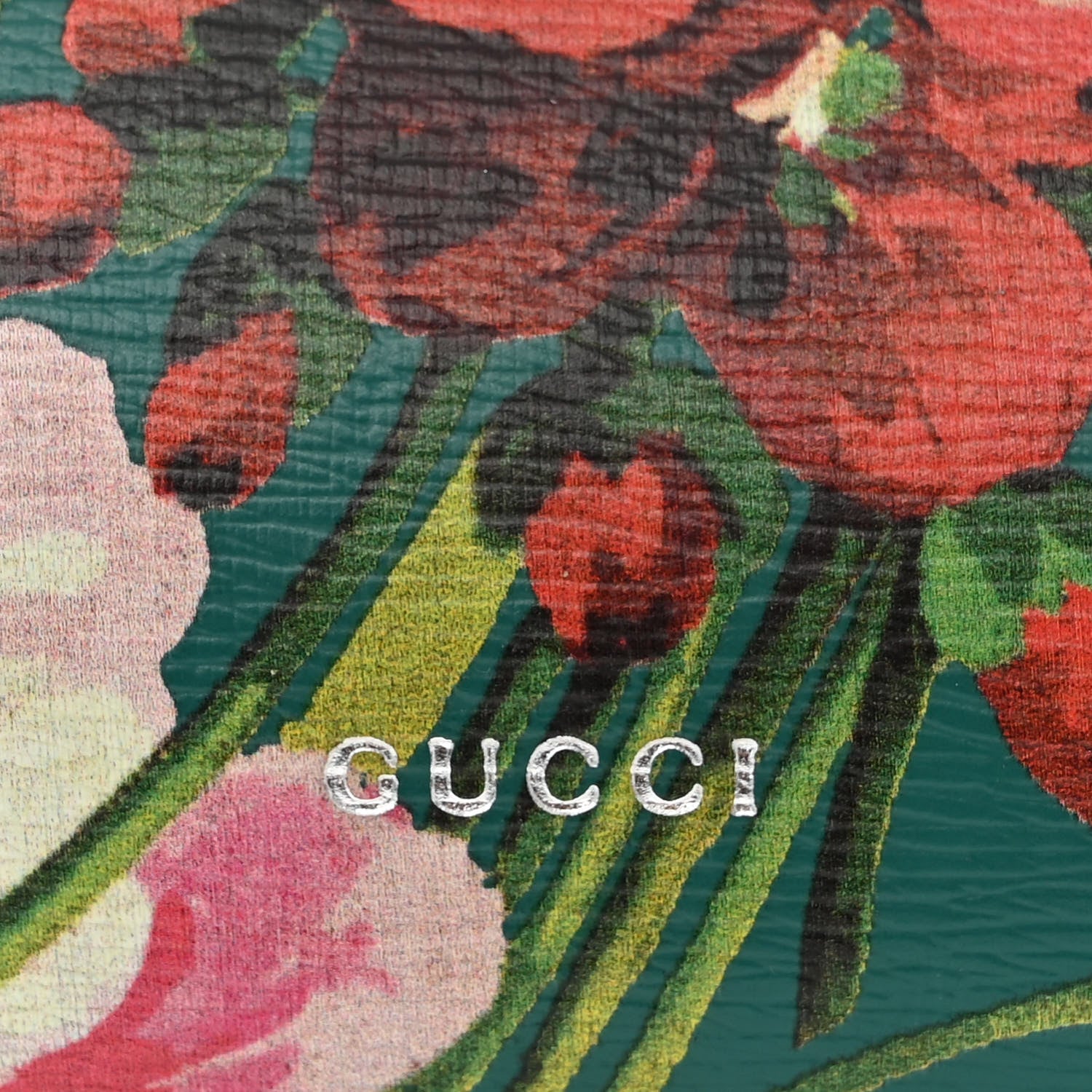 Gucci Shangai Calfskin Blooms Print Medium Bamboo Daily Top Handle Bag Clear Bright Emerald Multicolor 10 of 19