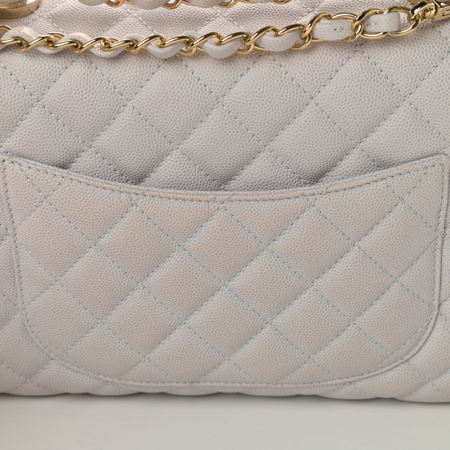 Caviar Quilted Small Coco Handle Flap Light Grey