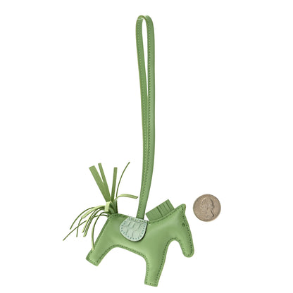 Hermes Milo Lambskin Matte Alligator Touch Grigri Rodeo Horse Bag Charm PM Vert Criquet Vert D'eau 2 of 4